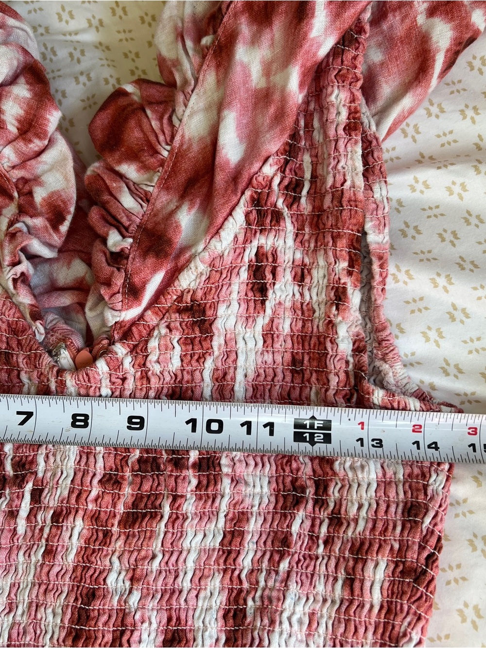 ELLIATT Pink Tie Dye Smocked Mini Dress Linen Blend Medium boho summer - Picture 6 of 7